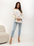 Eleganter Ecru-Pullover mit Gürtel