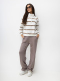 Beige weite Jogginghose mit hohem Bund