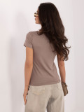 Elegante beigefarbene Bluse mit V-Ausschnitt