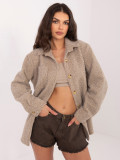 Beige Übergangsjacke mit Kragen und Taschen