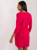 Fuchsiafarbenes Minikleid mit 3/4-Ärmeln