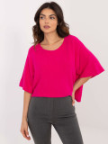 Eleganter fuchsiafarbener Pullover mit 3/4-Ärmeln