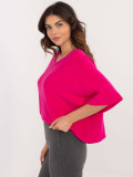 Eleganter fuchsiafarbener Pullover mit 3/4-Ärmeln