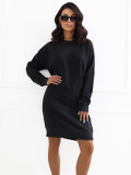 Grafitfarbenes Oversize-Kleid mit langen Ärmeln