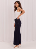 Blaue Wide-Leg-Jeans mit hohem Bund