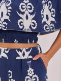 Boho-Set mit Bluse und Hose, blau