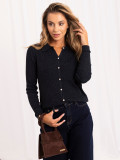 Eleganter dunkelblauer Polo-Pullover mit Kragen