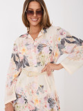 Beiges ausgestelltes Kleid mit Blumenmuster