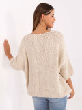 Stylischer beiger Pullover mit 3/4 Ärmeln