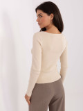 Eleganter beiger Pullover mit V-Ausschnitt