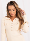 Eleganter beiger Polo-Pullover mit Knöpfen