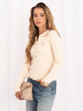 Eleganter beiger Polo-Pullover mit Knöpfen