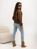 Beige Kunstlederjacke mit Reißverschluss