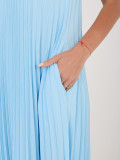 Blaues Midi-Cocktailkleid mit Taschen