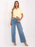Damen-Jeans mit weitem Bein und hohem Bund, hellblau
