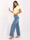 Damen-Jeans mit weitem Bein und hohem Bund, hellblau