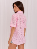 Hellrosa Baumwollbluse mit Ajourmuster