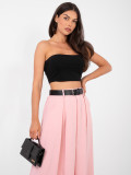 Eleganter Maxi-Rock mit Gürtel und Taschen, rosa