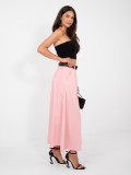 Eleganter Maxi-Rock mit Gürtel und Taschen, rosa