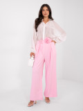 Elegante weite Hose mit Gürtel in Rosa