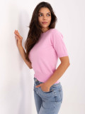 Pullover in hellrosa mit kurzen Ärmeln