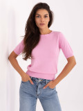 Pullover in hellrosa mit kurzen Ärmeln