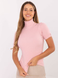 Eleganter rosa Pullover mit Kragen