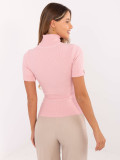Eleganter rosa Pullover mit Kragen