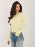 Gelbe, gerippte Bluse mit langen Ärmeln
