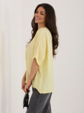 Gelbe Bluse mit V-Ausschnitt und kurzen Ärmeln