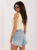 Gelbes Ripp-Top mit V-Ausschnitt und Trägern