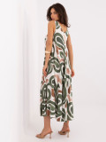 Maxikleid mit V-Ausschnitt und Print, khaki