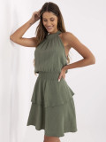 Sommerkleid mit Volants in Khaki