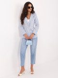 Blauer Blazer mit Hahnentrittmuster und Futter