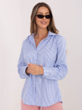 Damenhemd mit Streifen und Kragen in Blau
