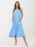 Blaues ärmelloses Cocktail-Midikleid