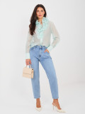 Damen Mom Jeans in Blau mit hohem Bund
