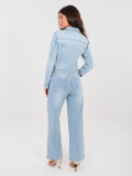 Damen-Jeans in Blau mit geradem Bein und hohem Bund