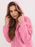 Kurzes rosa Kapuzen-Sweatshirt mit Reißverschluss