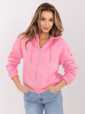 Kurzes rosa Kapuzen-Sweatshirt mit Reißverschluss