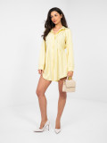 Gelbes Hemdblusenkleid mit Streifen und Kragen, Mini