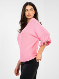 Eleganter rosa Pullover mit 3/4-Ärmeln und Volant
