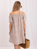 Rosa Oversize-Kleid mit Animal-Print und Carmen-Ausschnitt