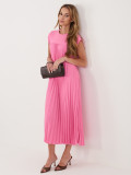 Rosa Midi-Cocktailkleid mit Taschen