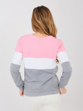 Gestreiftes Sweatshirt aus Baumwolle in Grau-Rosa