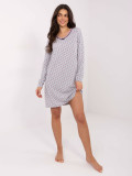 Damen Nachthemd grau mit langen Ärmeln und Schleife