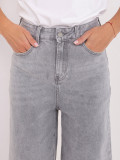 Graue Culotte-Jeans mit hohem Bund