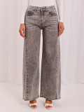 Graue Wide-Leg-Jeans mit hohem Bund