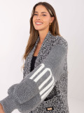 Grauer Cardigan mit Taschen und Puffärmeln