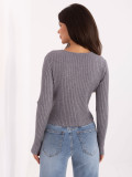 Stylischer grauer Pullover mit V-Ausschnitt